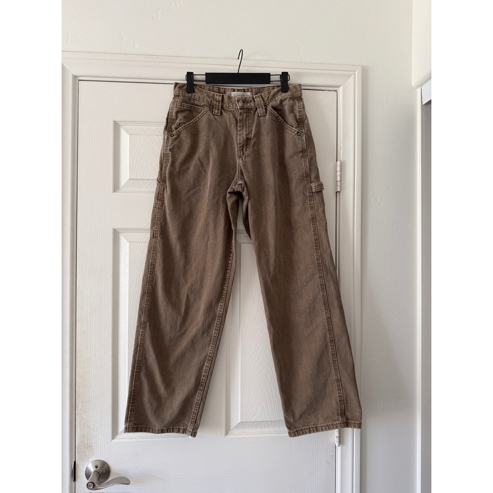 lee dungarees carpenter jeans brown cotton utility workwear, men size 29 x 30